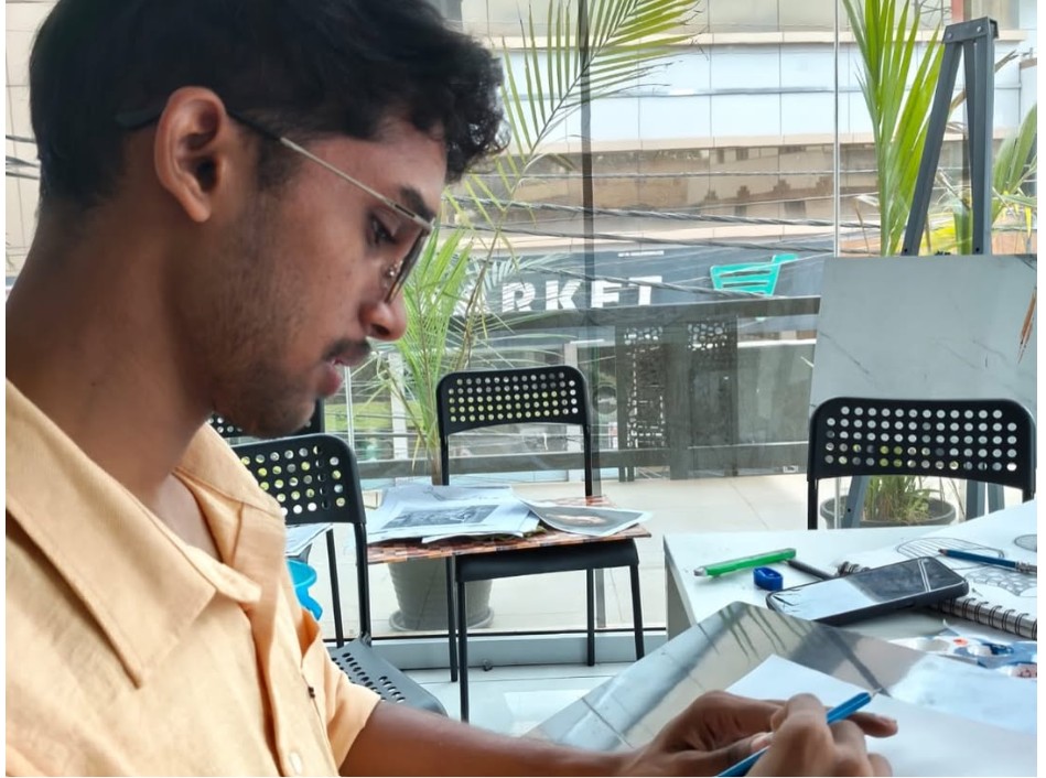 Students practicing perspective drawing for NATA 2026 at MAD School design institute